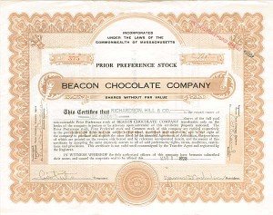 Beacon Chocolate Co. - Stock Certificate